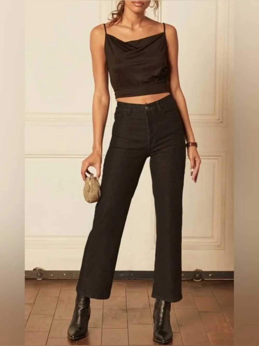 Boyish The Mikey High Rise Wide Leg Authentic Comfort Stretch Black Size 24